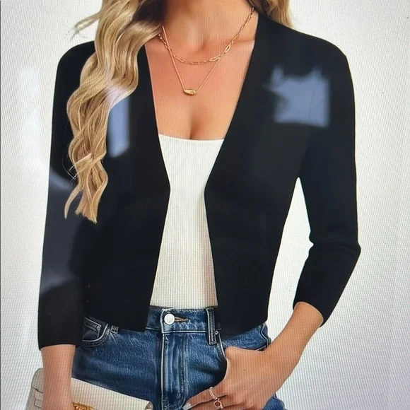 Grace Karin Women's Deep Red Open Front 3/4Sleeve Cardigan - Picture 6 of 8